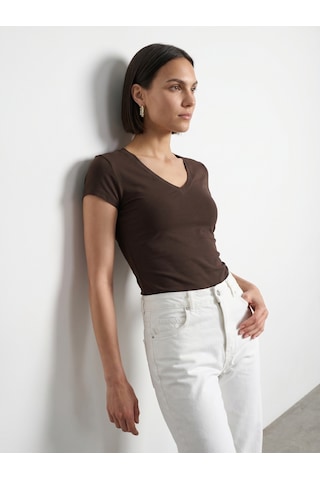 Dilvin 32799 V Yaka Top-koyu Kahve