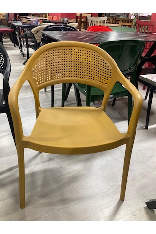 Perfora Model Şık Plastik 4 Adet Hardal Renk Sandalye