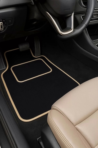 5 Parça Universal Topuk Destekli Oto Halı Paspas Takımı Kenar Renk Bej