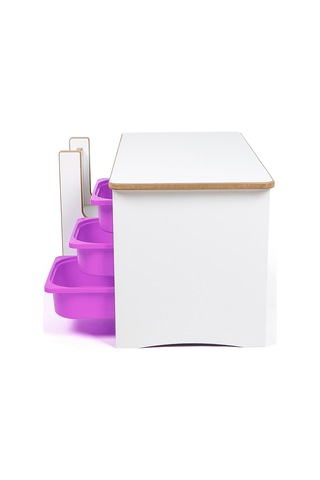 Industrial Living 3 Çekmeceli Çocuk Etkinlik Masası - Beyaz Mdf - Lila