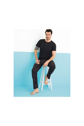 Aydoğan Erkek Civan Modal Kısa Kol Siyah Pijama Takım 0148 Siyah