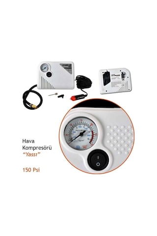 Araç Mini Hava Kompresörü 12v 150 Psi Yassı Lastik Şişirici