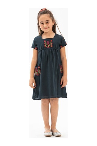 Melek Şile Bezi Çocuk Elbise Petrol Ptrl