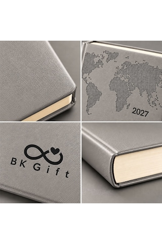 Logonuza Özel 25 Adet 378 Termo Deri Ajanda 2027 - Günlük Kurumsal Ajanda 16x24 Cm Gri