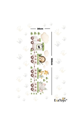 Tren Ve Hayvanlar Temalı Sticker Çocuk Odası Duvar Süsü 30x100 Cm Eğlenceli Sticker Seti