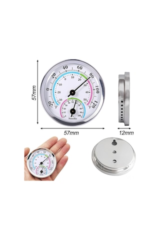 Maiyame Duvar Tutulabilen Kompakt Oda Sıcaklık Nem Ölçeri - Bebek Aileleri İçin Gerekli - Pil Gerekmez - Gümüş Renk