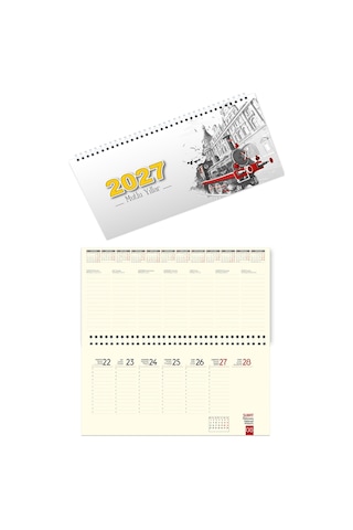 2027 Haftalık Masa Takvimi Masa Sümeni Büyük Boy 33X16 Cm