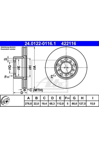 W126 Mercedes Ön Fren Diski S Seri 1979-1991 M110-M116 Motor