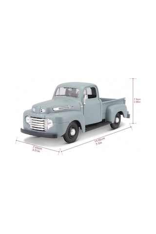 Maisto Lisanslı Metal 1:25 Ford F-1 Pickup 1948 Kapıları Ve Bagajı Açılabilir Oyuncak Model Araba Gri