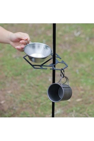 Bloomnest Lu Siyah Taşınabilir Rafı Piknik, Kamp Masa Kase, Hafif Gereçler, Fonksiyonel Destek, Çoklu Bardak Alan, Siyah Sierra Sierra Plakası Siyah