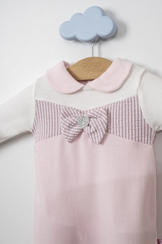 Lamato Baby Sim Kalpli Bandanalı Fiyonklu Bebe Kız Tulum Pembe