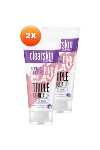 Avon Clearskin Leke Karşıtı 3'ü 1 Arada Pembe Kil Scrub 2 x 75 ML