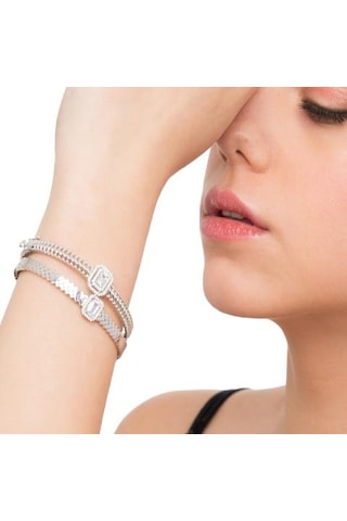 Tektaş - Beyaz Altın 14 Ayar Baget Taşlı Bilezik N11.5840