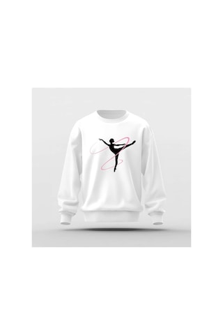 Ada Kostüm Tasarım Gymnastic Girl Basic Sweatshirt beyaz