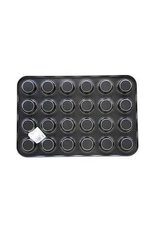 24 Gözlü Metal - Siyah Düz Muffin - Kek Kalıp