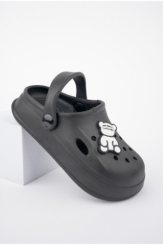 N Moda Unisex Çocuk Figürlü Sticker Sandalet-terlik Siyah