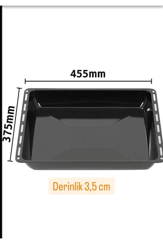 Ankastre Parlak Derin Fırın Tepsisi 2 Li Set 45,5 37,5 3,5 Cm Granit Siyah