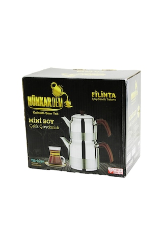 Çelik Mini Çaydanlık Seti - Çift Kapaklı 1l/1.5l Kendinden Süzgeçli Sarı
