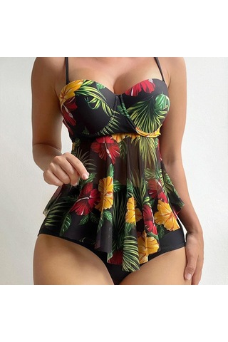 Kadın Tasarımcı Bikini Kadınlar İçin İki Adet Set Yüksek Bel Mayo Zayıflama Mayo Kadın Push Up Vintage Beachwear Siyah