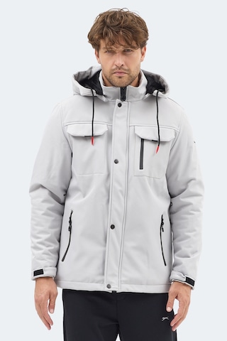 Slazenger Gleam Erkek Kapüşonlu Taş Gri Mont & Kaban Taş Gri