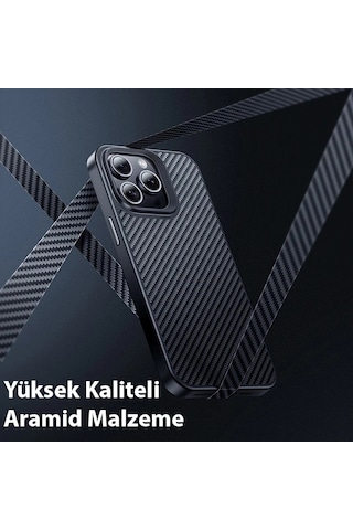 Hoco Apple iPhone Uyumlu iPhone 15 Pro As7 Kevlar Kılıf Manyetik Magsafeli Telefon Kılıfı- 5775 Siyah