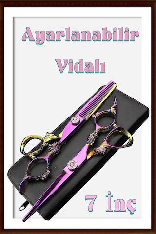 Deri Çantalı 3 Parça Elit Profesyonel Kuaför Berber Makası Ara Ma