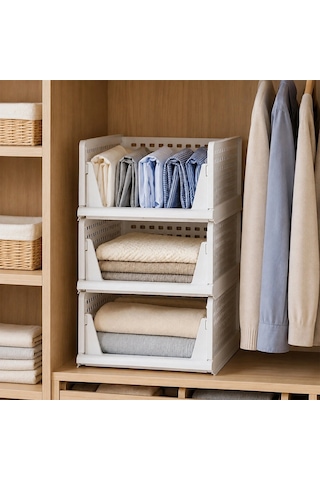 3 Katlı Portatif Organizer - Çok Amaçlı Kayar Raf 18.5x33.5x43cm Toplam 55.5cm Bx40 A