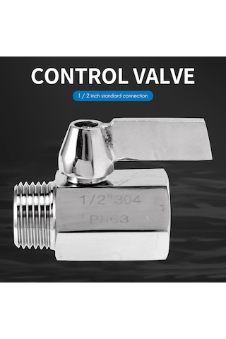 304 Paslanmaz Çelik Mini Küresel Vana 1/2 İnç Dişi X Erkek Npt Konu