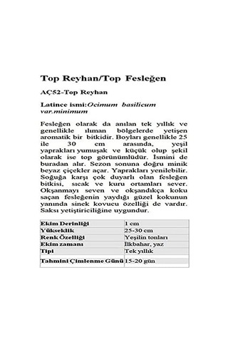 Agrodal Tarım Top Reyhan/top Fesleğen Çiçeği Tohumu