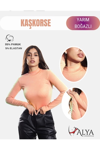 Kaşkorse Yarım Boğaz Body Sweatshirt, Fitilli Kumaş, Likralı, Bordo Yavru Ağzı