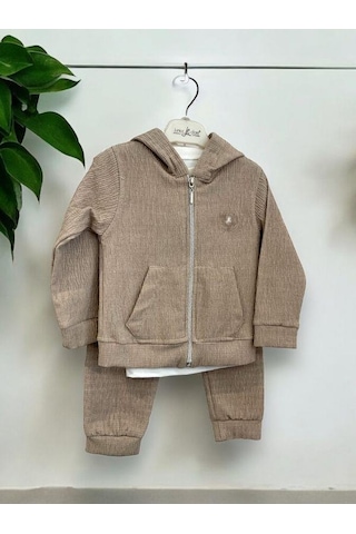 Erkek Bebek 3 Lü Pantolonlu Şık Takım-14293 Vizon