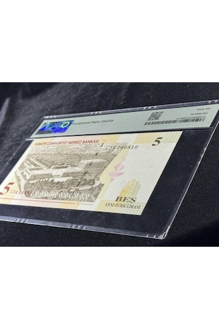Yeni Türk Lirası Pmg 66 Epq Gem Unc Çil 5 Lira P 217 2005 S/n C34 8. Emisyon 1. Tertip