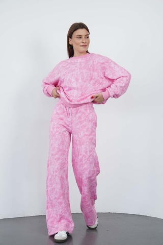 Penyebizden Oversize Sweatshirt & Geniş Paça Eşofman Altı Takım-pembe Baskılı