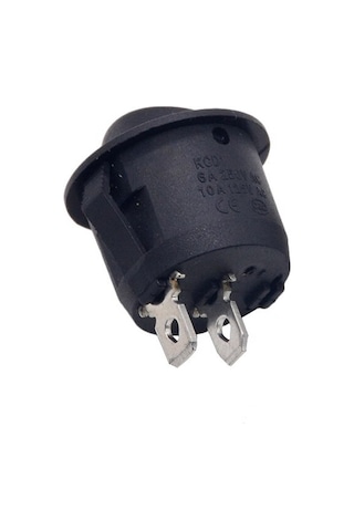 Robizstore-Yuvarlak 2 Pin Anahtar Rocker Switch Mini Buton Kcd1 Siyah Açma