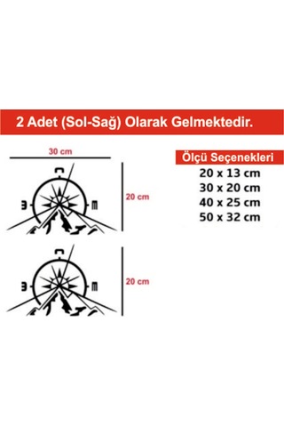 Pusula, 2 Adet, Dağ Off Road Oto Sticker Araba Sticker