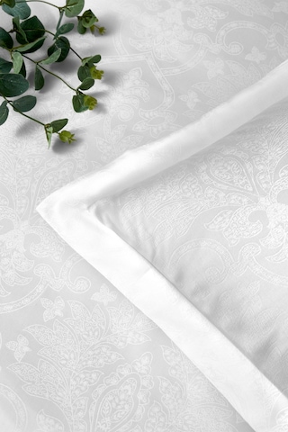 Özdilek Ornament Çift Kişilik Jakarlı Saten Nevresim Takımı Beyaz Beyaz
