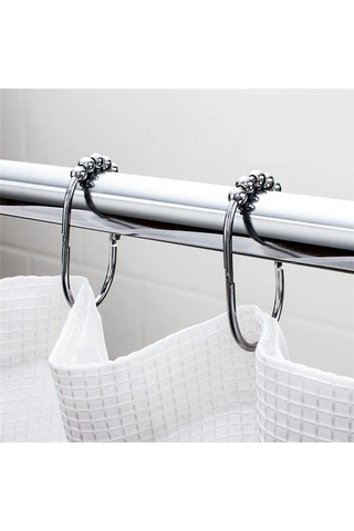 24 Adet Krom Kaplamalı Duş Perdesi Kancası Halkası, Banyo Duş Perdesi Kancası Duş Barı İçin Uygundur Gümüş