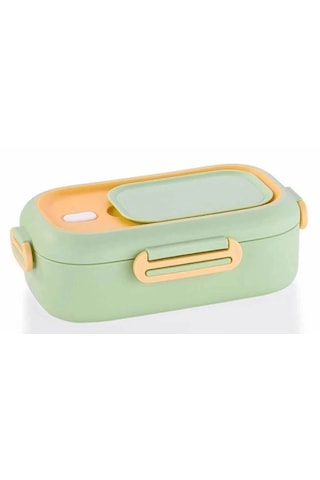 Vagonlife Paslanmaz Çelik Beslenme Kabı Lunchbox Tek Katlı 2 Bölmeli Çatal-kaşıklı 550 Ml Yeşil Yeşil - Sarı