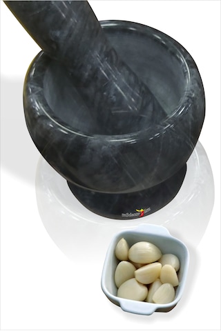 Siyah Parlatılmış Gerçek Mermer 11 Cm Çeşni Havan Ve Tokmak