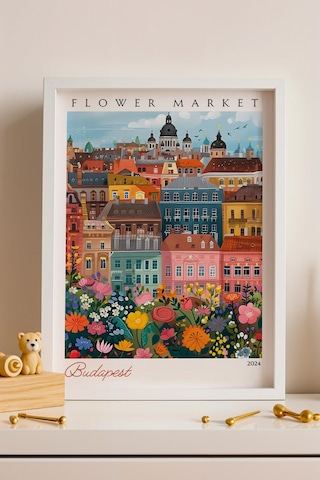 Budapeşte Macaristan Çerçeveli Tablo Seyahat Severlere Salon Ve Ofis İçin Estetik Duvar Dekoru Travel Flower Market