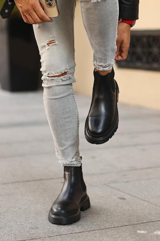 Shoetyle - Siyah Hakiki Deri Erkek Chelsea Bot 101-9046-1425