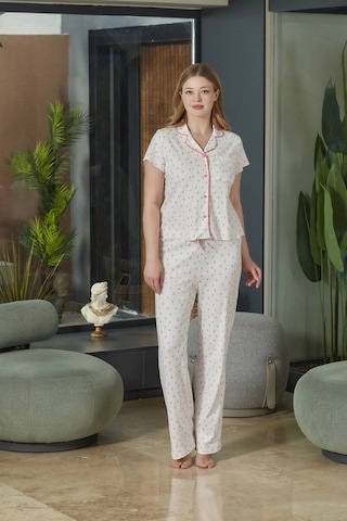 Modadua Aqua 26520 Kadın Düğmeli Kısa Kol Pijama Takımı Desenli