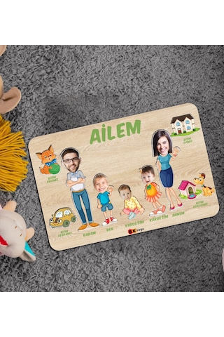 Bk Toys Çocuklara Özel Ailem Konseptli(5 Kişilik) Ahşap Eğitici Y