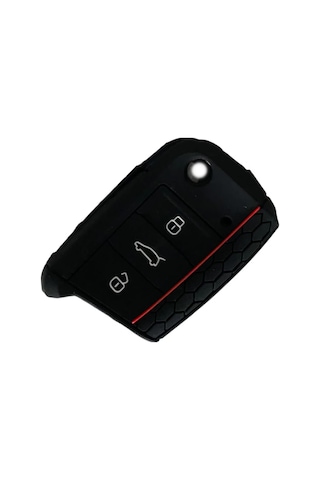 Autohan Keys Volkswagen Golf 7, Polo, Tiguan, Seat, Skoda İçin Siyah Silikon Anahtar Koruma Kılıfı, Petek Desenli