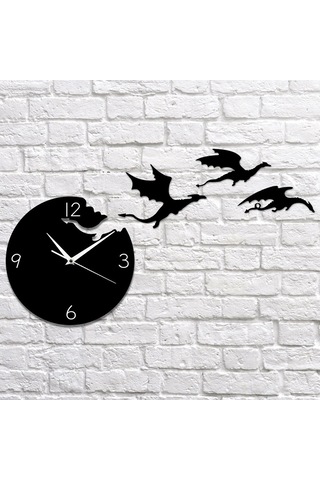 Gatherco Yaratıcı Akrilik Duvar Saati Uçan Ejderha Sessiz Kendin Yap Duvar Sticker Duvar Saati Çocuk Odası Dekorasyonu Aynalı Duvar Saati Diğer