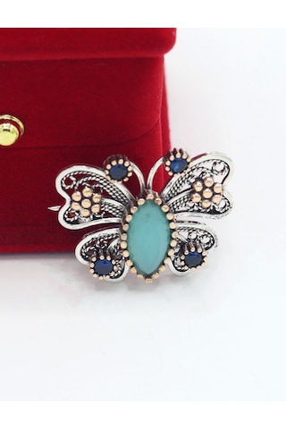 Topaz Taşlı Kelebek Model Telkari Gümüş Kadın Broş 201025415 Gümüş