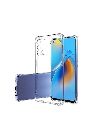 Oppo A74 Kılıf Şeffaf Kamera Korumalı Antishock Airbag Köşe Korumalı Silikon Kapak