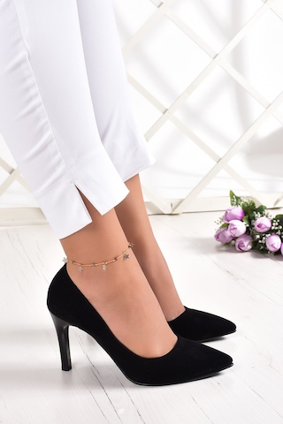 Erkan Saçmacı Gowa Siyah Süet Sivri Burun İnce Topuklu Klasik Stiletto Ayakkabı