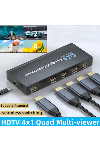 Neevoyu 4k Hdmı Multi-viewer: 4 Giriş 1 Çıkış, Eşzamanlı Ekran Bölme, 4 Görüntü Modu, Kayıpsız Geçiş, Oyun Ve Monitör İçin