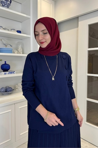 Rabia Şamlı Rana Triko Takım Lacivert Normal